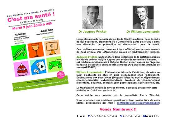 Conférence Santé 2009 - FAPSLN et Mairie de Neuilly sur Seine